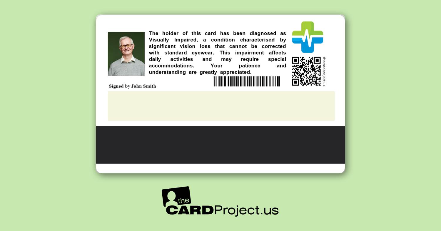 Visually Impaired Premium Medical Card (REAR)